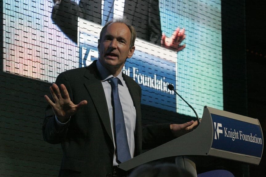 Berners-Lee speaking at the launch of the World Wide Web Foundation. Photo: Wikimedia Commons