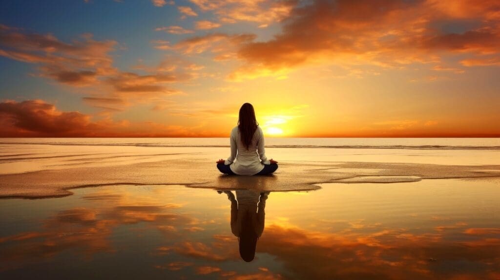 Women meditate yoga psychic women considers mind