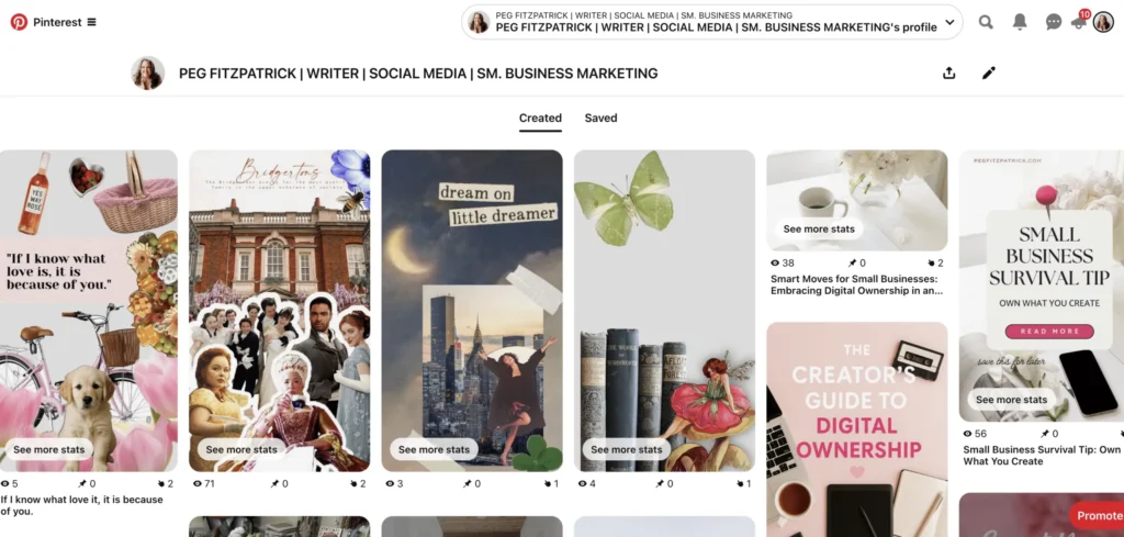 Curated Pinterest board showing visually consistent travel pins with matching tones and typography.